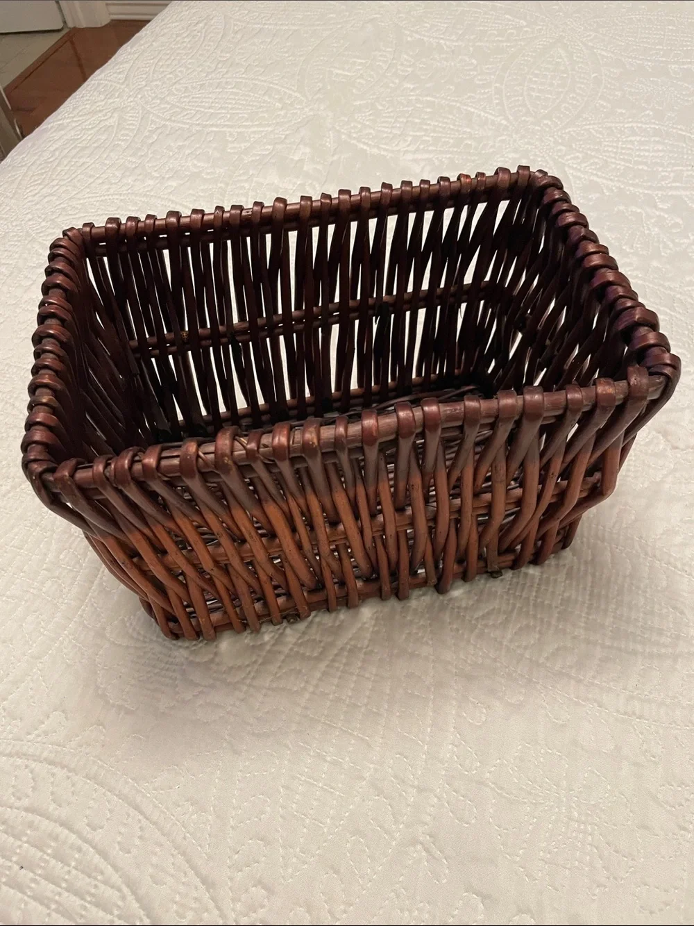 Auburn Woven Wicker Rectangular Basket Bin Storage Container Decor